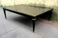Maison Jansen Black Lacquered Neoclassic Large Coffee Table
