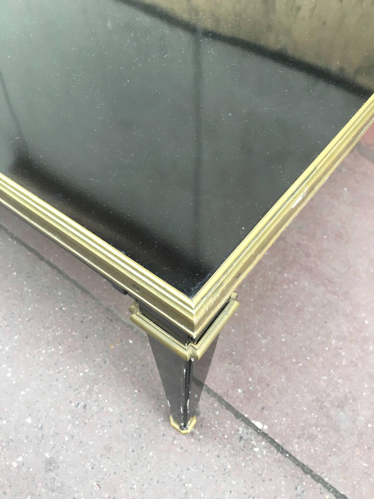 Neoclassical Maison Jansen Black Lacquered Neoclassic Large Coffee Table