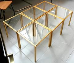 Roger Thibier Spectacular Gold Leaf Wrought Iron Big Coffee Table Made of 6 Unit