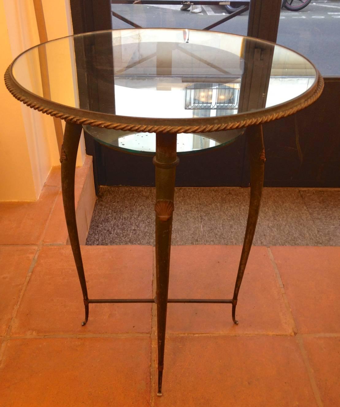 Art Deco In the Style of A. A. Rateau Refined Patinated Bronze Two-Tier Side Table For Sale