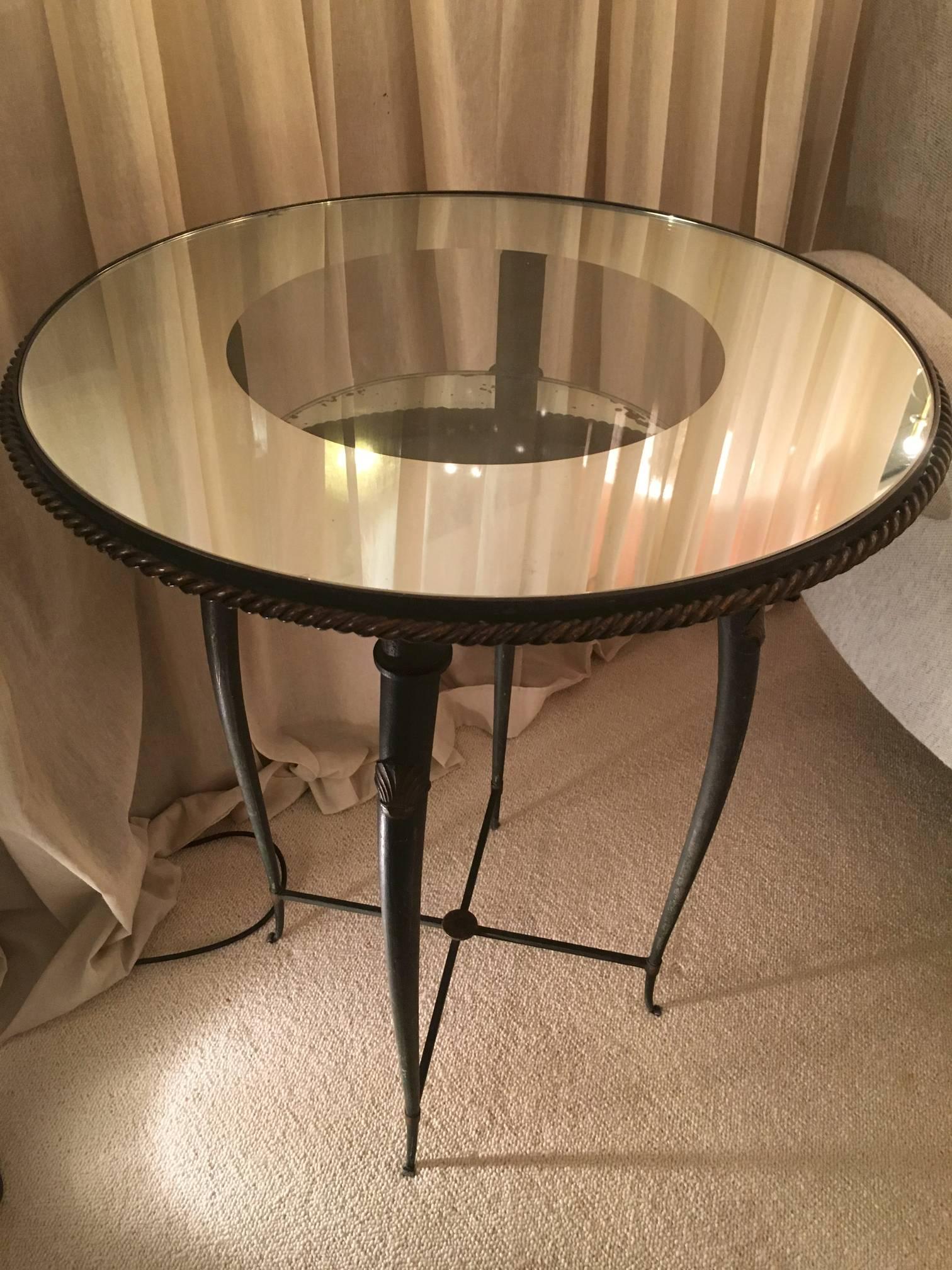 In the Style of A. A. Rateau Refined Patinated Bronze Two-Tier Side Table For Sale 3