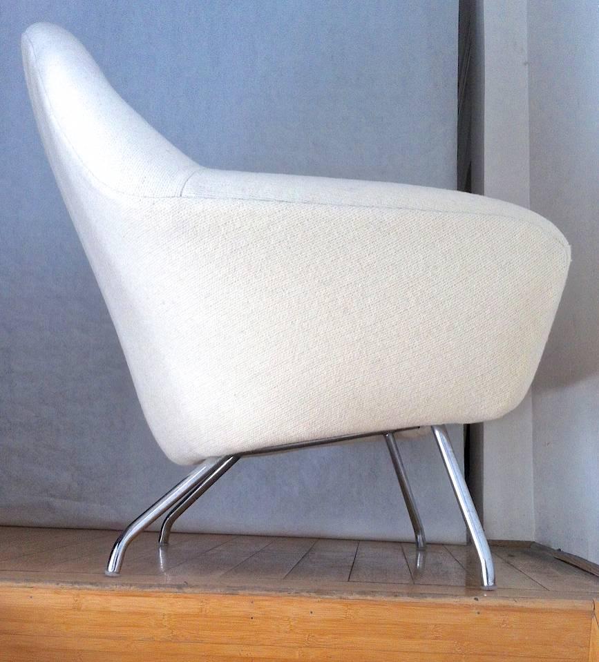 Pair of Joseph-André Motte lounge chairs model 770 by Steiner, 1950 newly covered in alpaca wool.