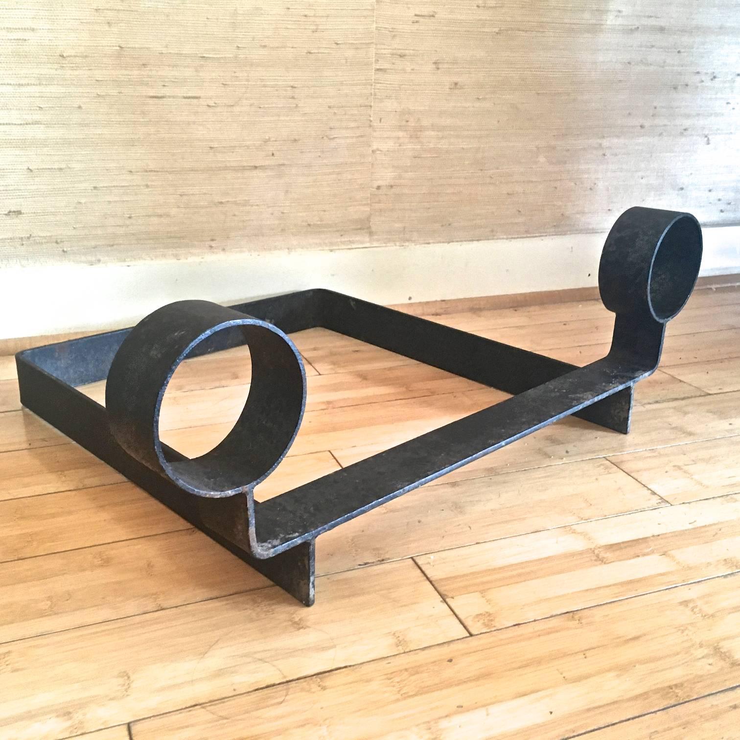 French Jean Royère Big Documented Wrought Iron Andiron For Sale