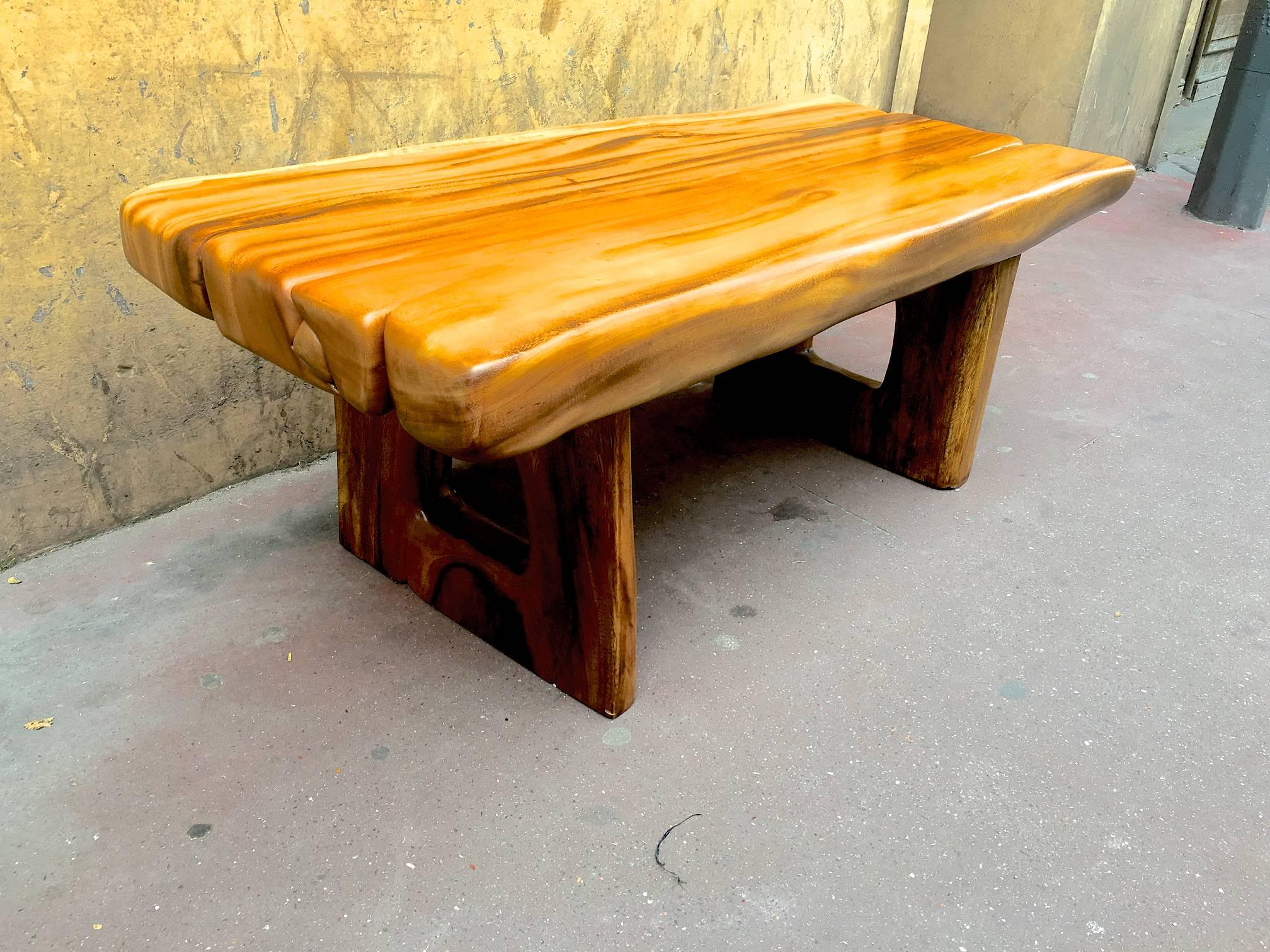Mahogany Superb Sturdy Organic Coffee Table in the Style of Alexandre Noll For Sale