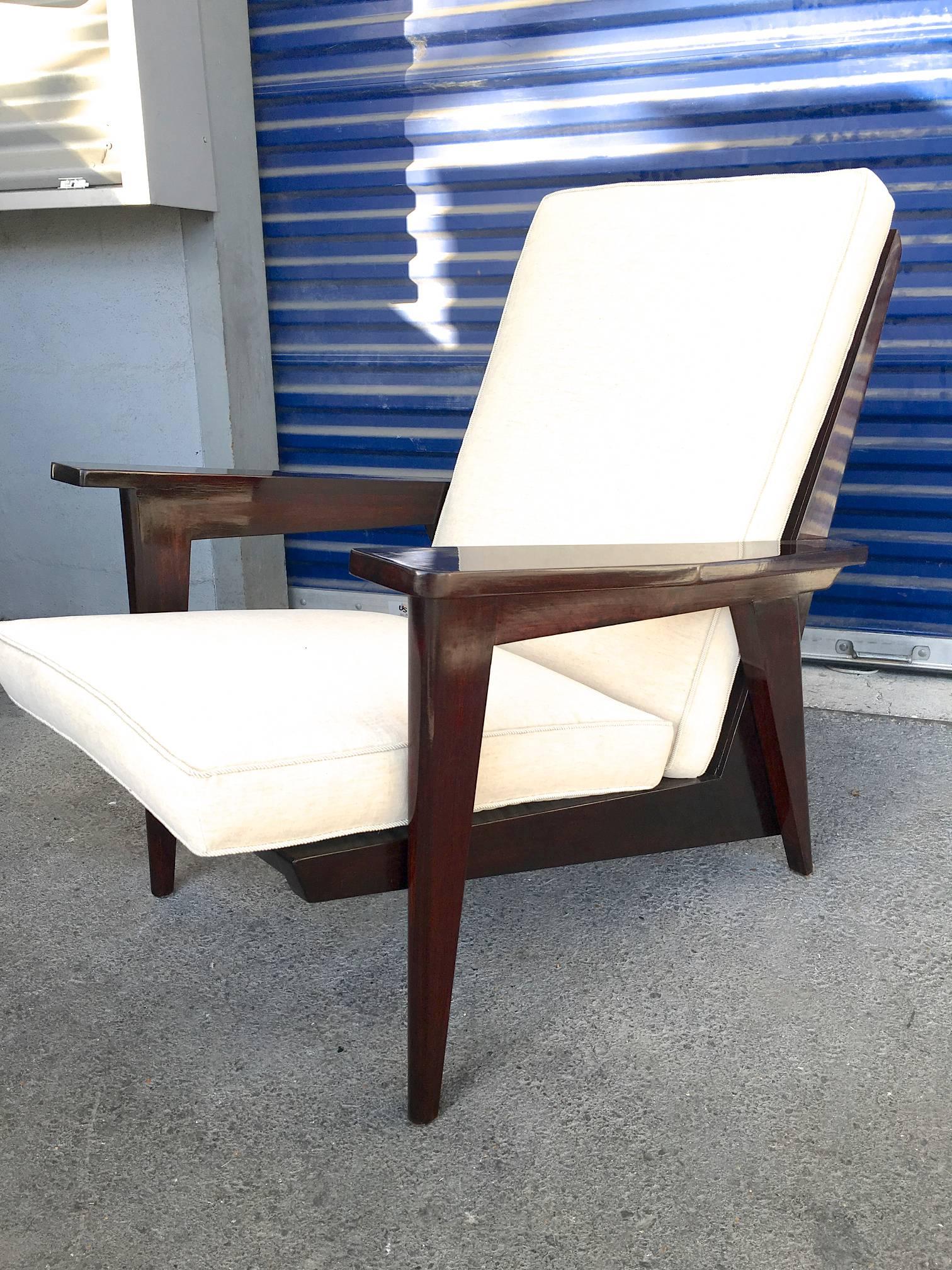 Style of Pierre Jeanneret 1950s with pair of lounge chair.