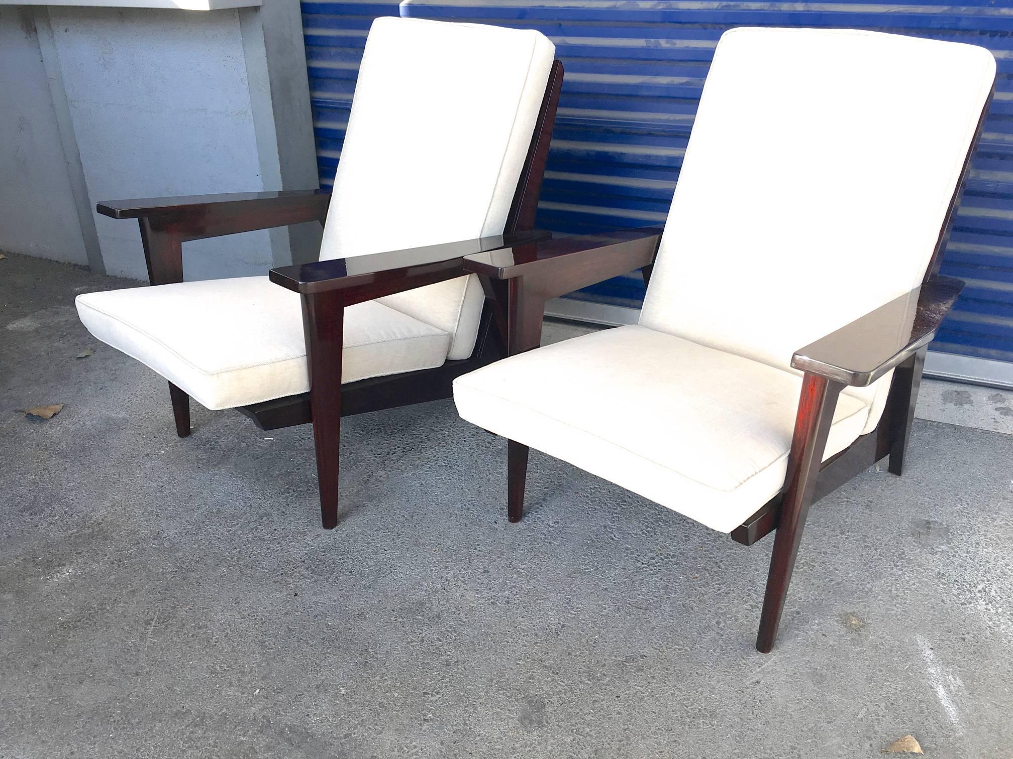 Mid-20th Century Style of Pierre Jeanneret 1950s with Pair of Lounge Chair For Sale