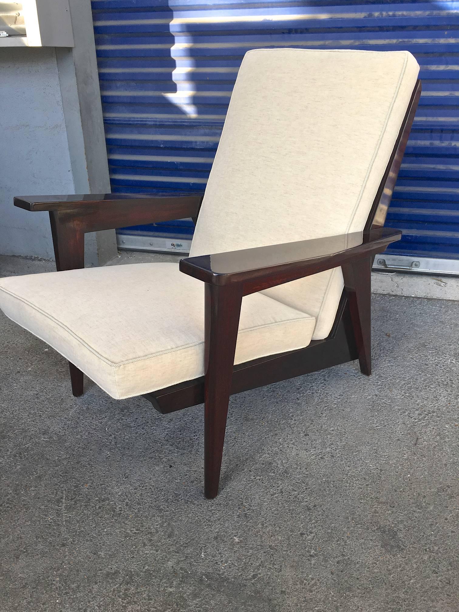 Style of Pierre Jeanneret 1950s with Pair of Lounge Chair For Sale 2