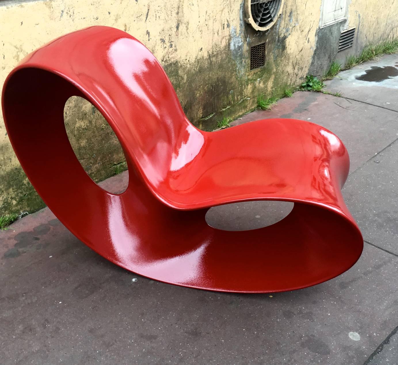 Italian Rare Red Lacquer Voido Pair of Chairs by Ron Arad For Sale