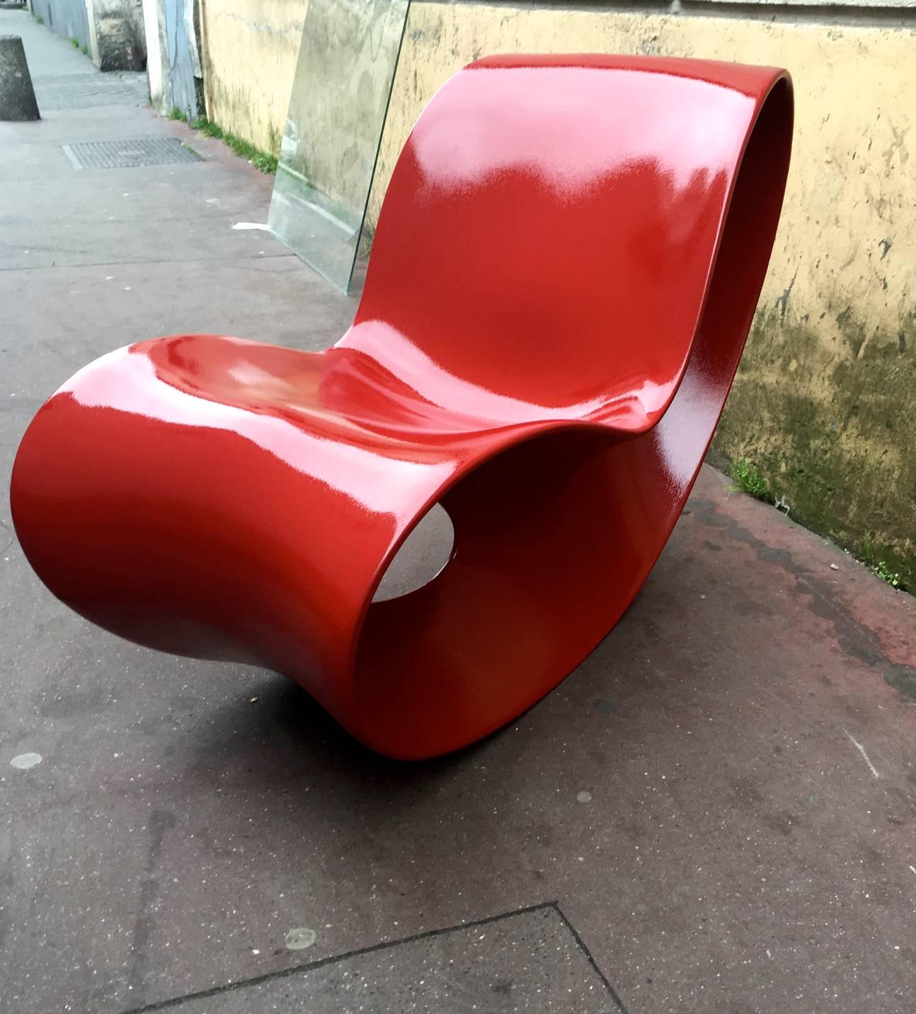 Rare Red Lacquer Voido Pair of Chairs by Ron Arad In Excellent Condition For Sale In Paris, ile de france