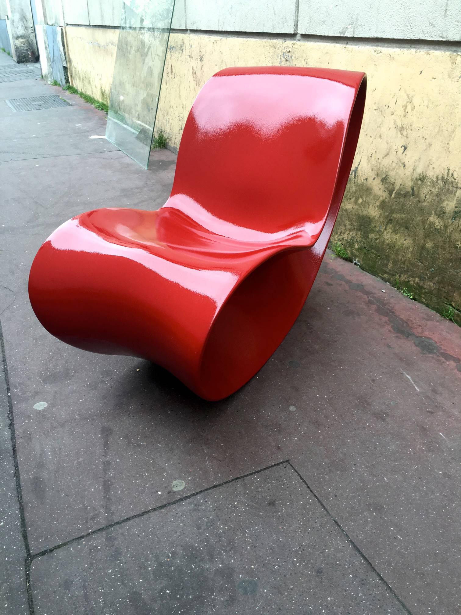 Late 20th Century Rare Red Lacquer Voido Pair of Chairs by Ron Arad For Sale