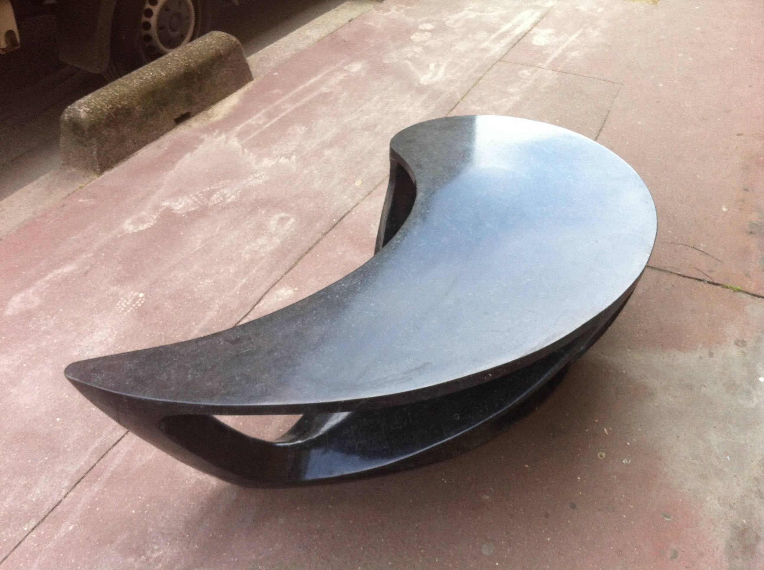 Resin Superb 1970s Boomerang Organic Shaped Black Coffee Table