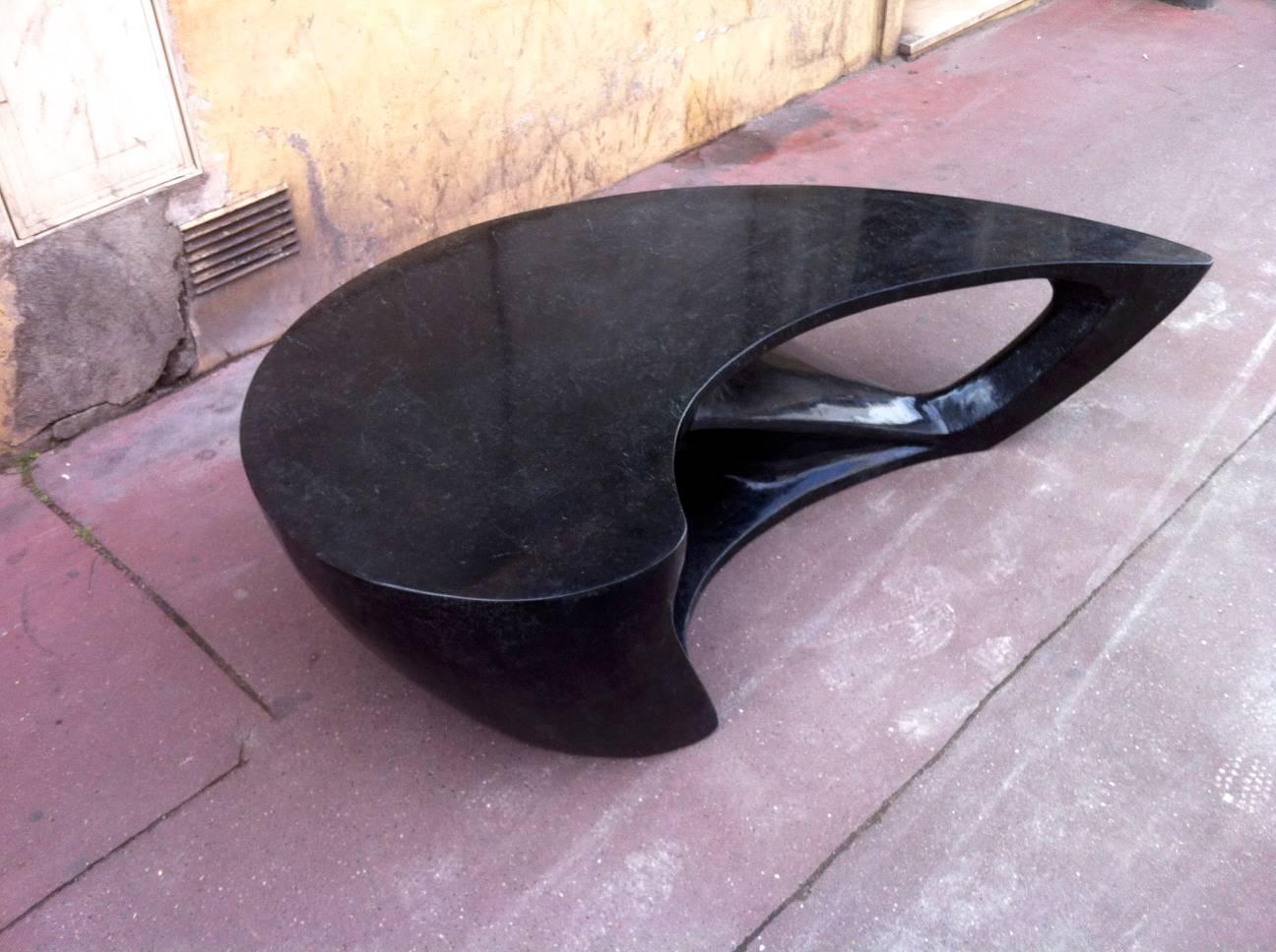 Superb 1970s Boomerang Organic Shaped Black Coffee Table 1