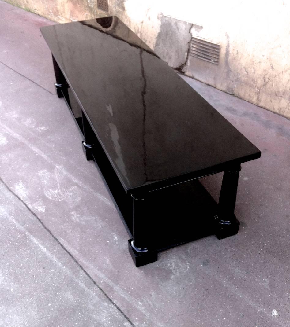 Mid-20th Century Maison Jansen Rare Extremely Long Neoclassic Black Lacquered Coffee Table
