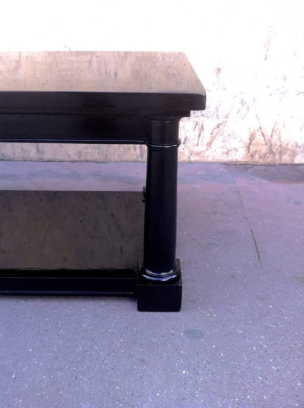 Maison Jansen Rare Extremely Long Neoclassic Black Lacquered Coffee Table 1