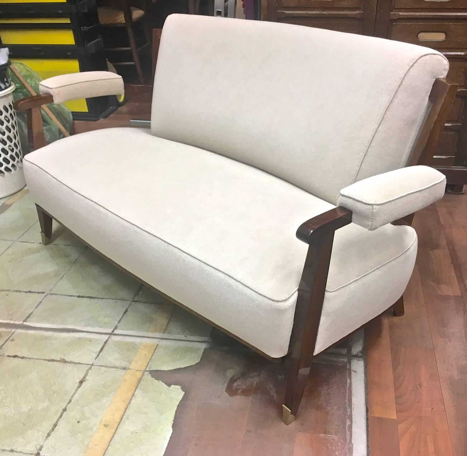 Mid-Century Modern Jules Leleu Chicest Documented Rare Set of One Curved Couch and Two Chair