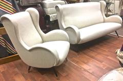 In the Style of Senior Chair by Marco Zanuso Set of One Couch and Two Chairs