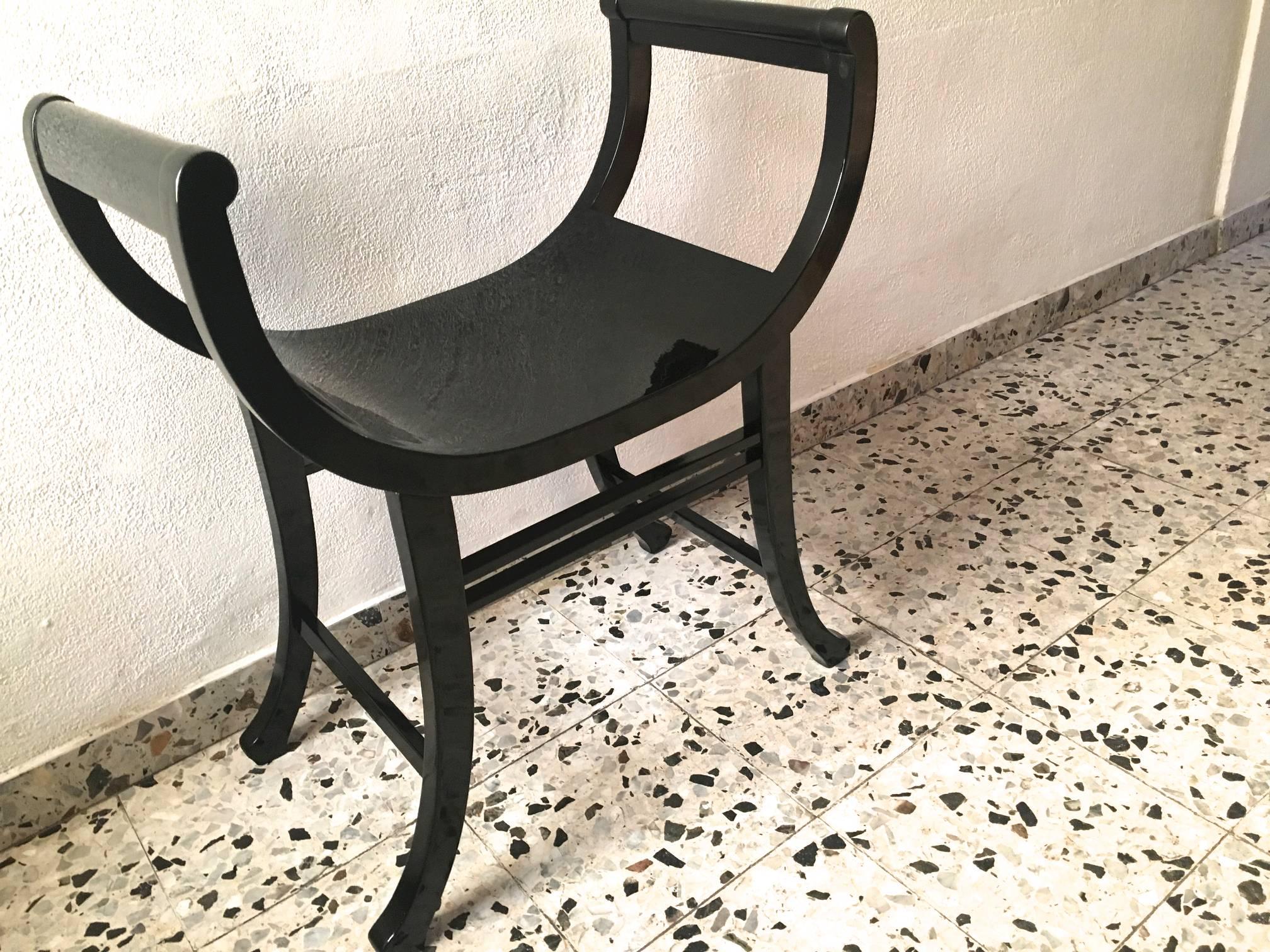 Thonet Pair of Blackened Bentwood Curule Benches In Excellent Condition In Paris, ile de france