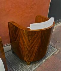 Maison Soubrier Spectacular Rosewood Barrel Chairs Newly Restored in Neutral