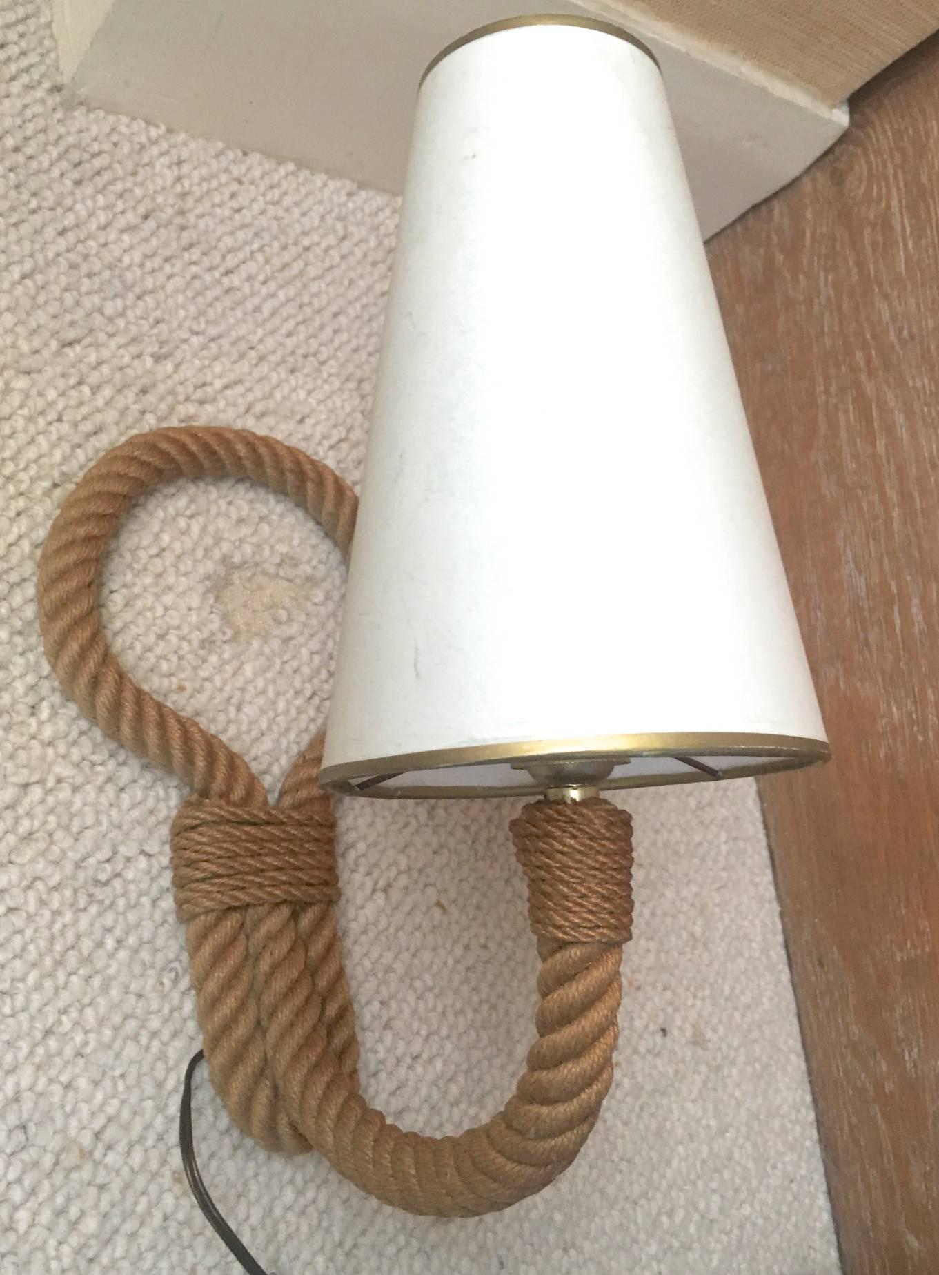 Audoux Minet French Riviera Pair of Rope Sconces in Vintage Good Condition 3