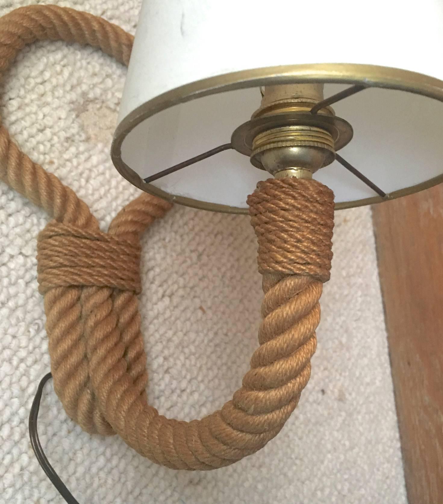 Mid-Century Modern Audoux Minet French Riviera Pair of Rope Sconces in Vintage Good Condition