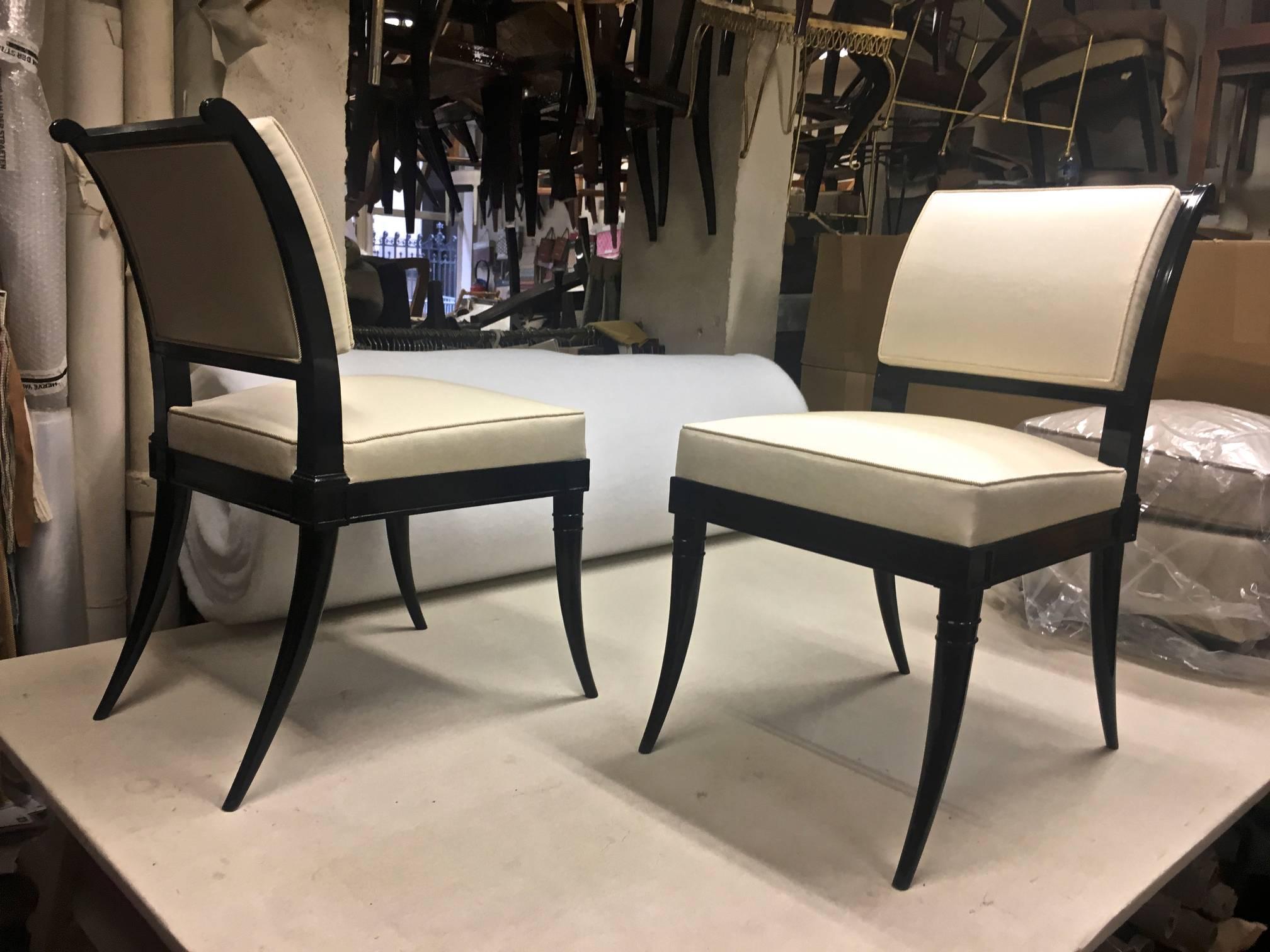 Mid-20th Century Maison Jansen Chicest Black Neoclassic Exceptional Set of Eight Dinning Chairs For Sale
