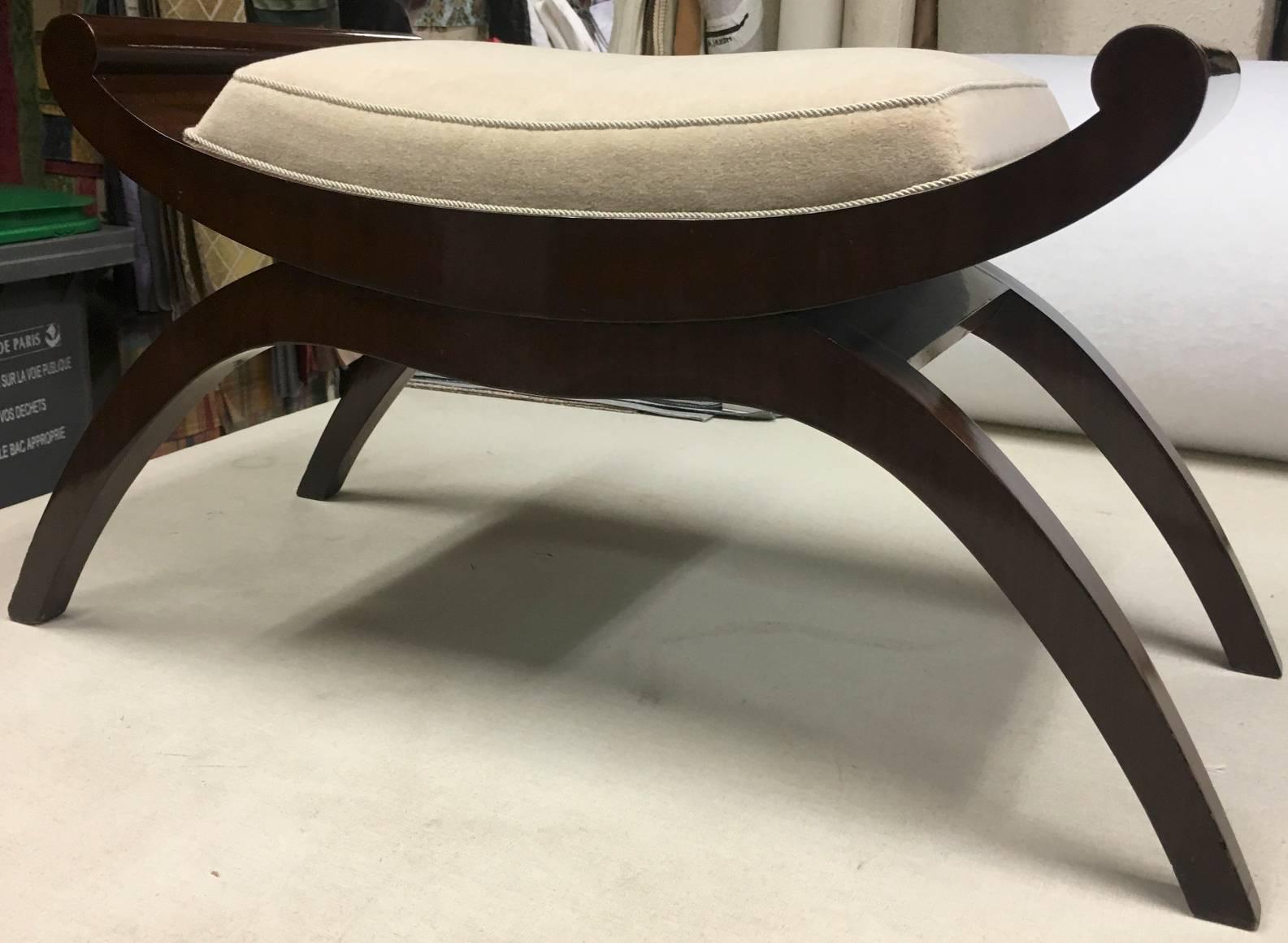 Maurice Dufrene Superb Curule-Shaped Rosewood Unique Bench Newly Restored For Sale 3