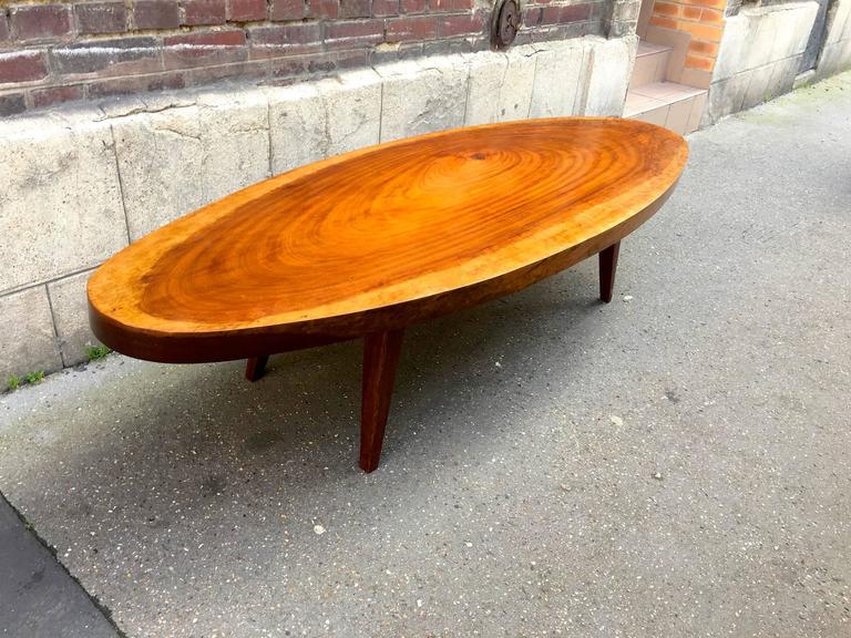 Organic Very Long Solid Wood Oval Coffee Table For Sale at 1stDibs ...
