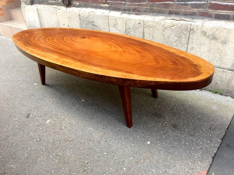 Organic Very Long Solid Wood Oval Coffee Table For Sale at 1stDibs