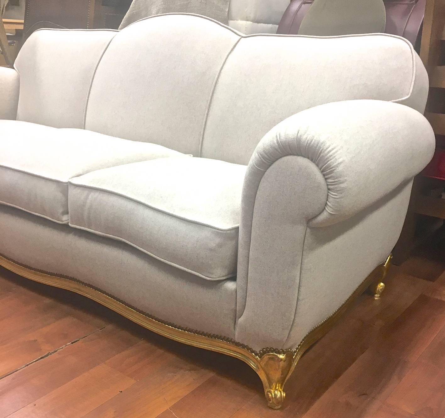 Maison Jansen Exceptional Comfy Neoclassic Set of One Couch and Two Armchairs For Sale 2