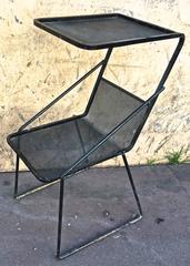 Mathieu Matégot Genuine Documented Black Side Table with Rigitule Shelves