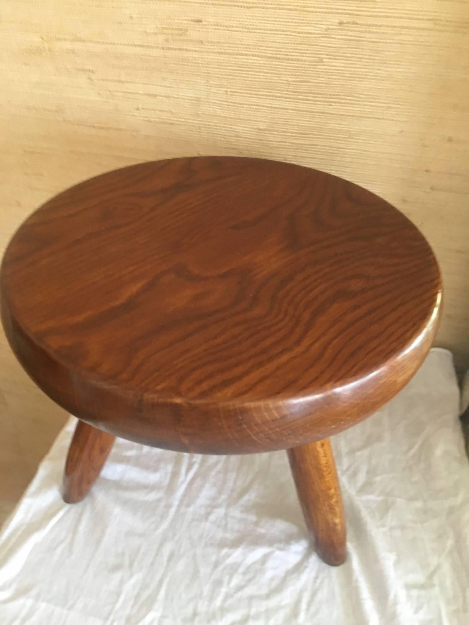 Mid-20th Century Charlotte Perriand Tripod Ash Tree Stool For Sale