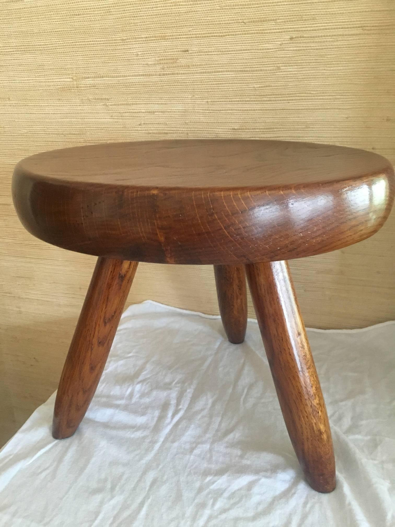 Charlotte Perriand Tripod Ash Tree Stool For Sale 3