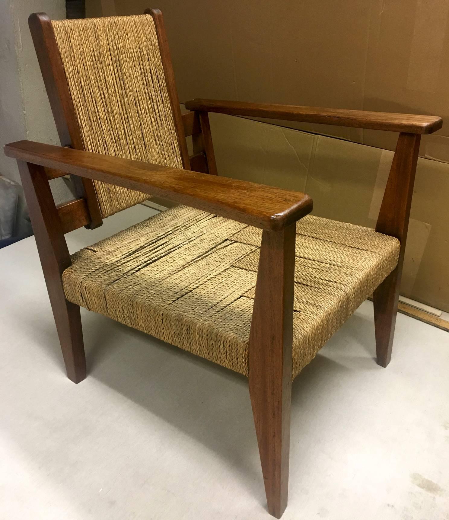 Victor Courtray Superb Design Pair of Modernist Rope Lounge Chair For Sale 1