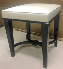 Andre Arbus Superb Pair of Neoclassic Stool Newly Covered in Silk Satin