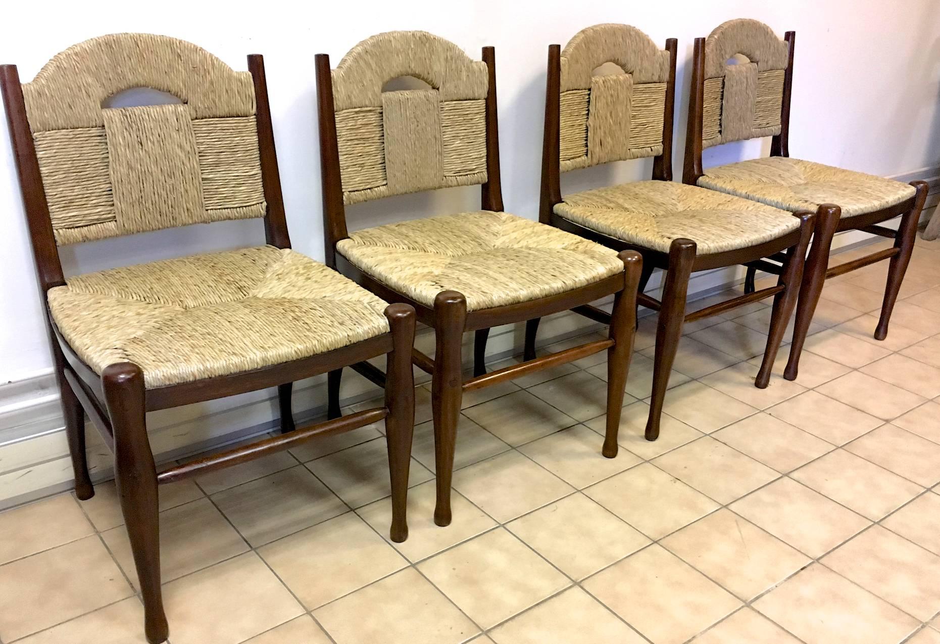 J.E.Ruhlmann Rare Set of Four Chairs Model 