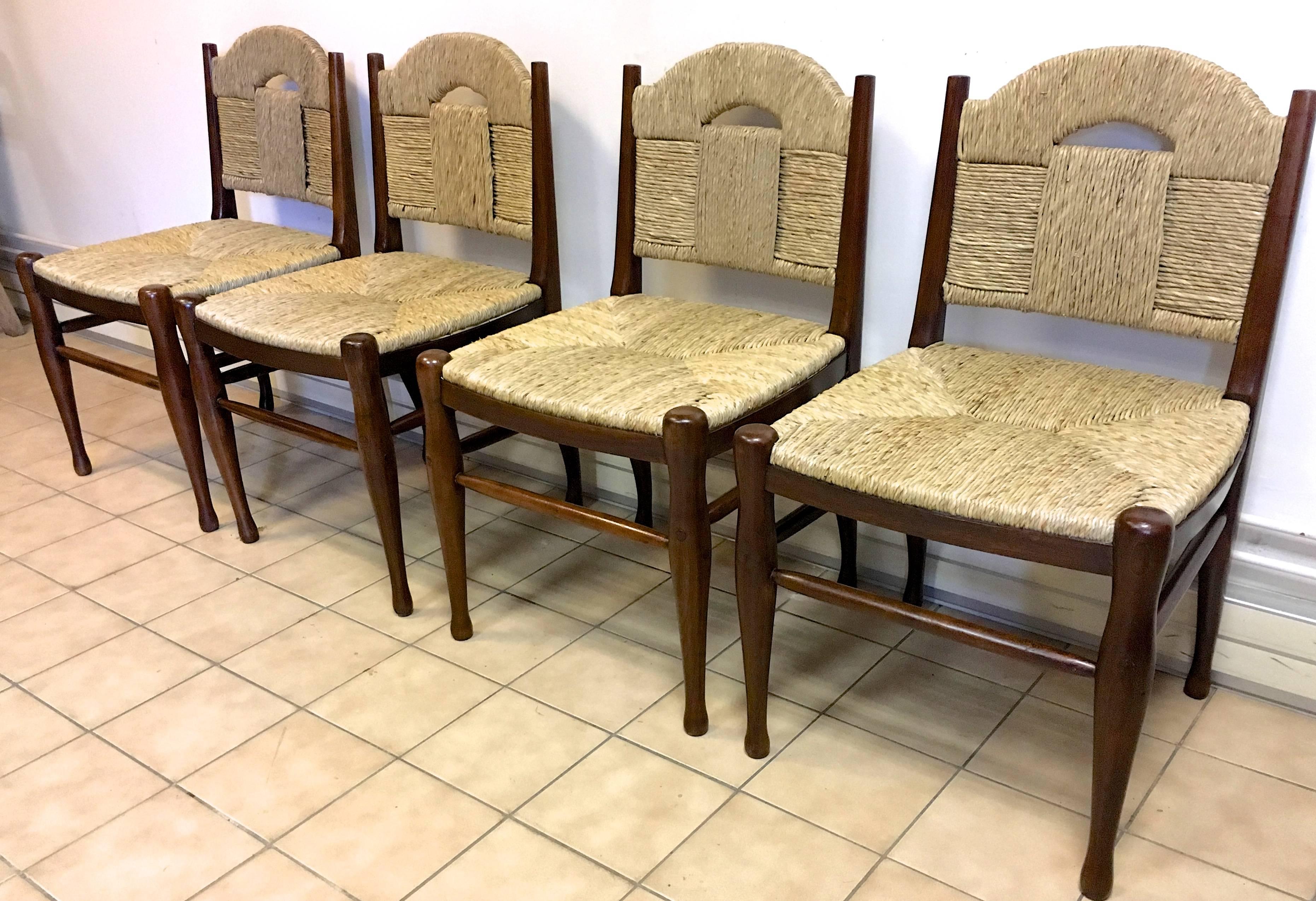 French J.E.Ruhlmann Rare Set of Four Chairs Model 