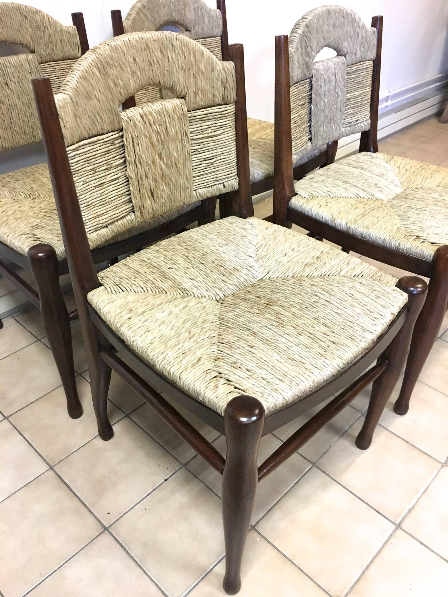 J.E.Ruhlmann Rare ensemble de quatre chaises modèle 