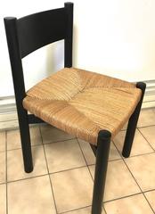 Charlotte Perriand Set of Four Black Model "Meribel" Rush Chairs