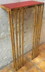 Jean Royere Gold Leaf Wrought Iron Console Model "Crenaux"