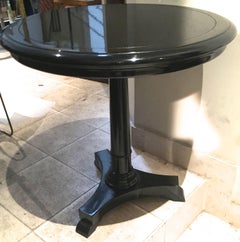 Pair of Blackened Wood Round Side Tables Attributed to Maison Jansen