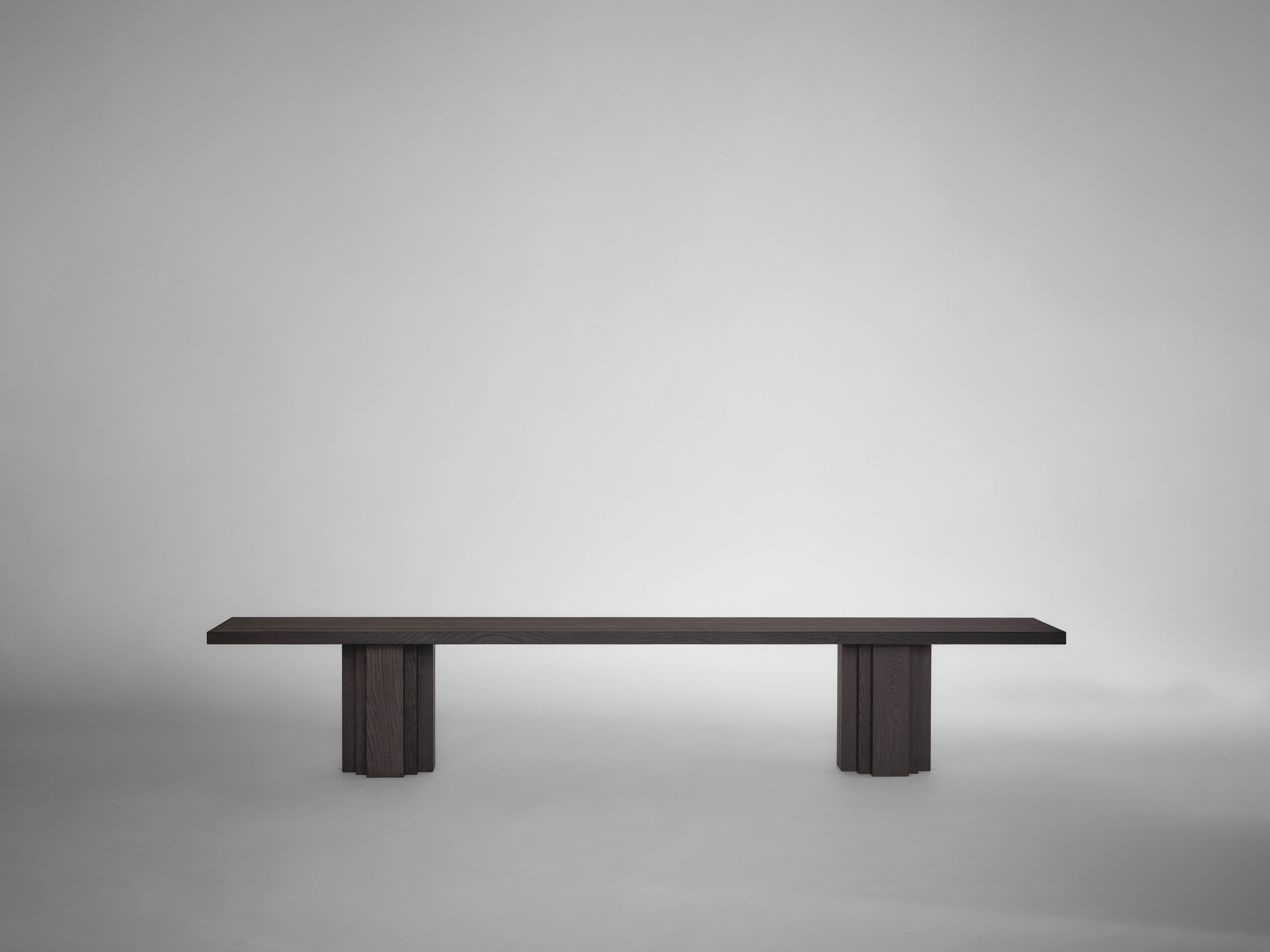 Sculptural Solid Oak Wooden Brut Bench - Mokko