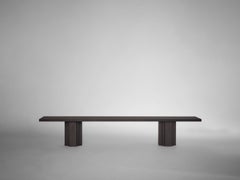 Sculptural Solid Oak Wooden Brut Bench - Mokko