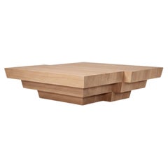 Grande tavolino in stile brutalista, rovere europeo massiccio chiaro naturale, Taes di Mokko
