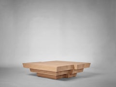 Grande tavolino in stile brutalista, rovere europeo massiccio chiaro naturale, Taes di Mokko
