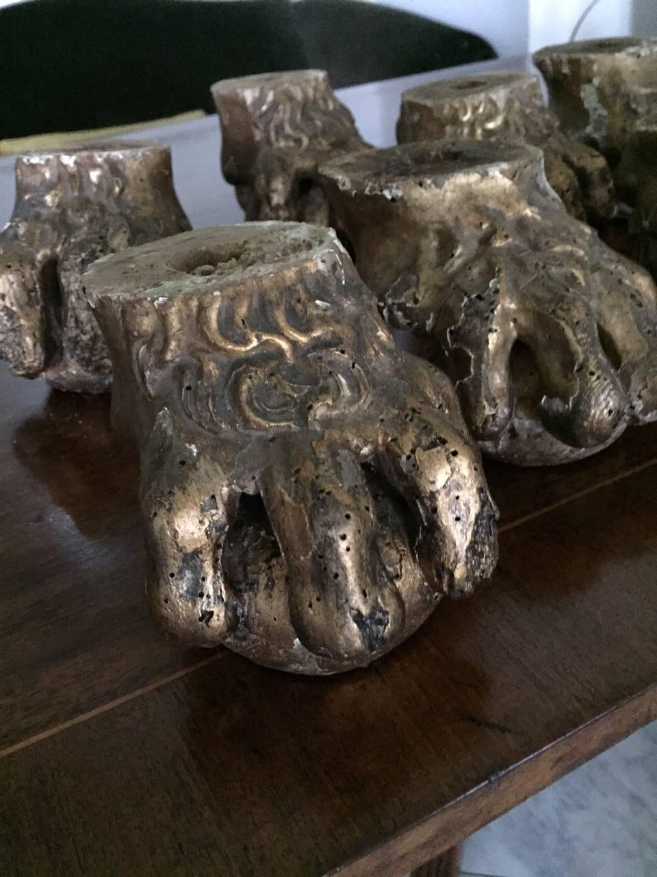 19th Century Gilded Ball and Claw Feet from English Furniture  Set of 4 In Good Condition For Sale In Savannah, GA