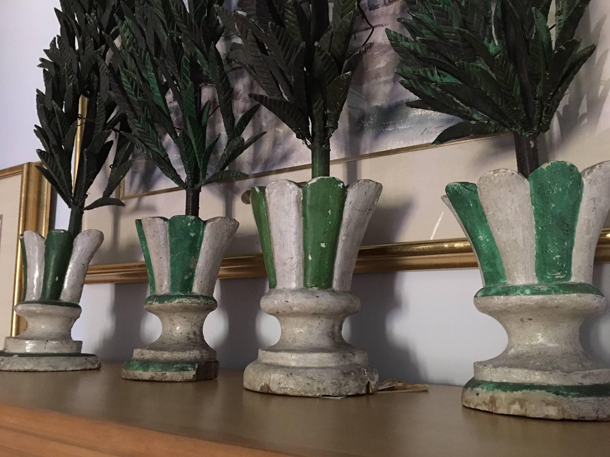 19th Century Four Italian Carved Decorative Trees For Sale