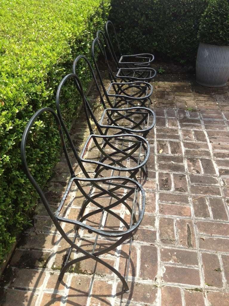 19th Century Six French Iron Garden Chairs from Provence