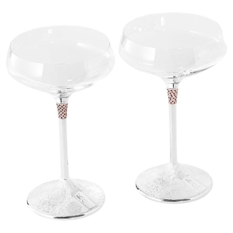 Luxory Champagne Coupe Glass, Silver, Customizable, 1 piece, Made in Italy