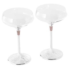 Luxory Champagne Coupe Glass, Silver, Customizable, 1 piece, Made in Italy