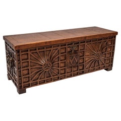 A smaller Neo-Gothic solid oak chest
